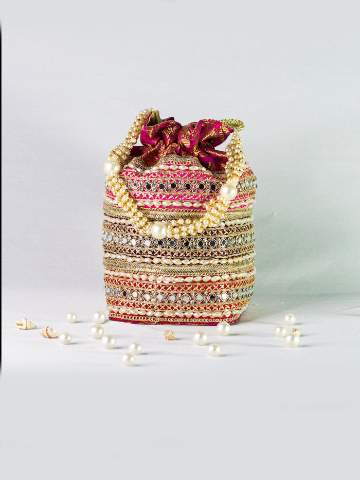 Pink Banarasi Potli