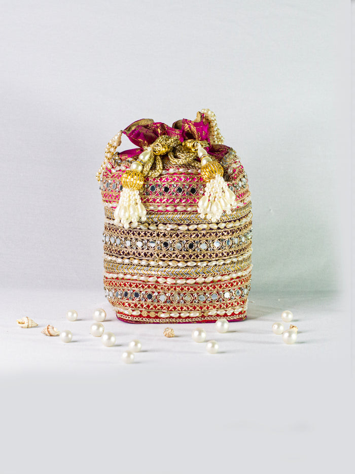 Pink Banarasi Potli