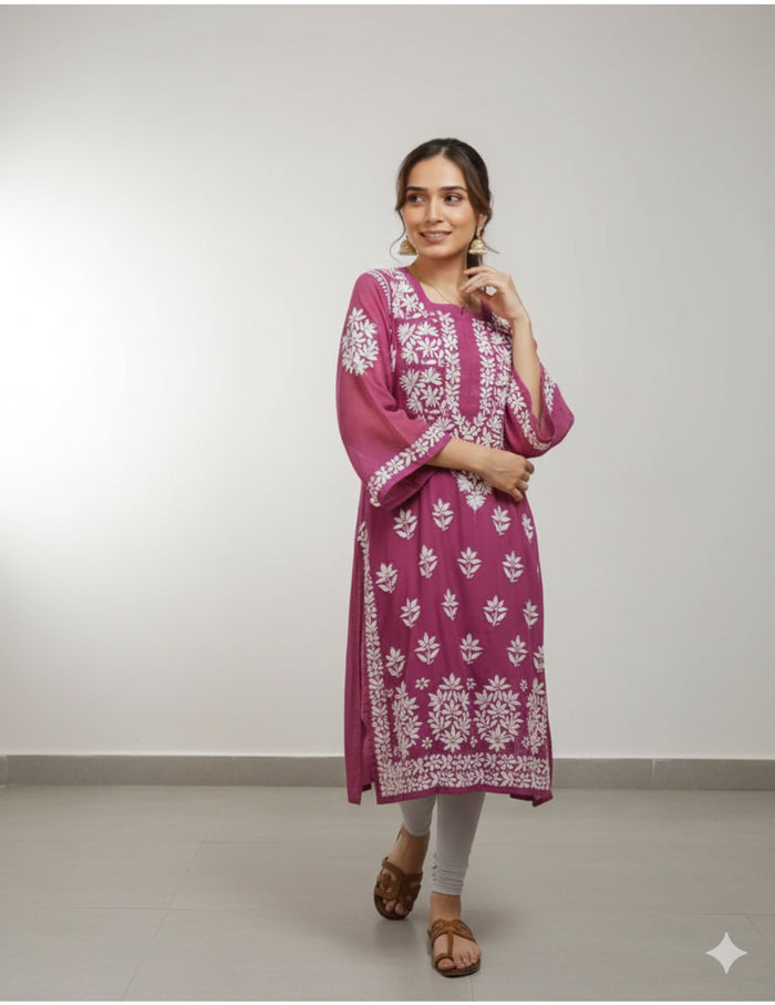 Pink Chikankari Kurti