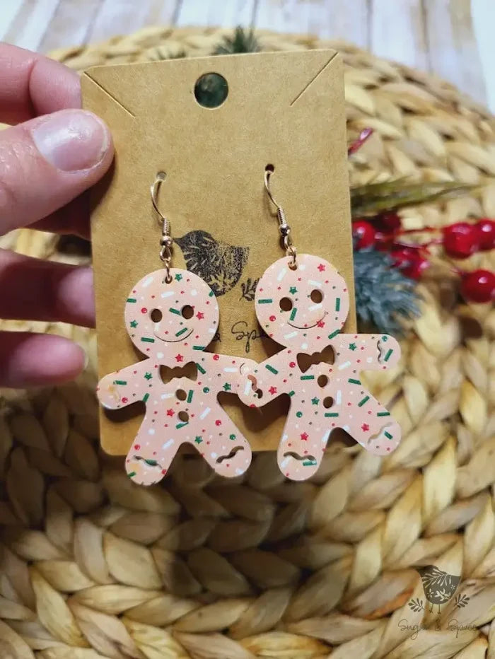 Pink Gingerbread Cookie Christmas Earrings - Premium  from Sugar and Spice Invitations - Just $11.25! Shop now at Sugar and Spice Paper