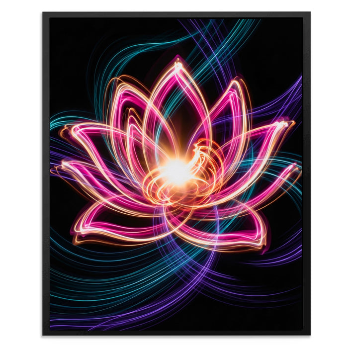 Pink Lotus Neon canvas wall art