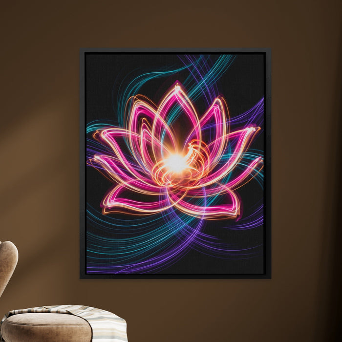 Pink Lotus Neon canvas wall art, room view