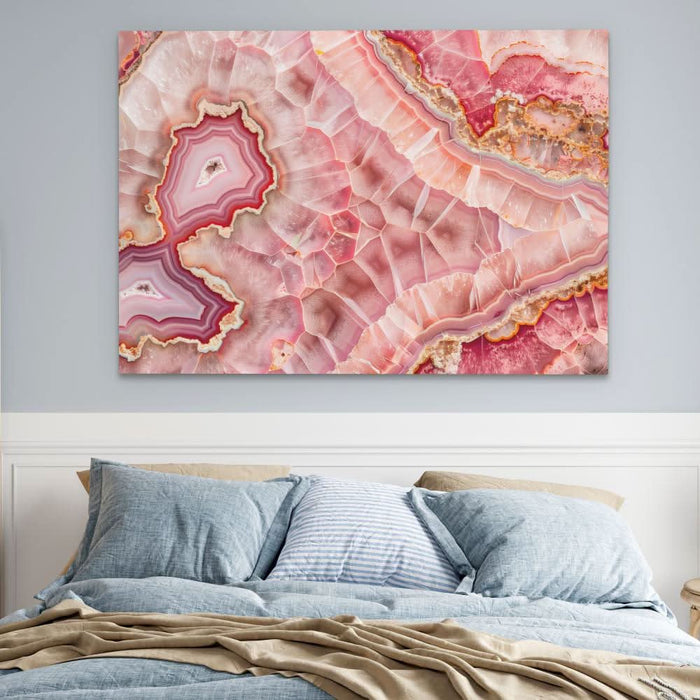 Pink Mineral Mosaic - Abstract Wall Art in Black Frame