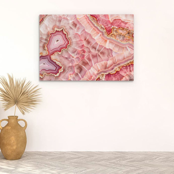 Pink Mineral Mosaic - Abstract Pink Canvas Wall Art