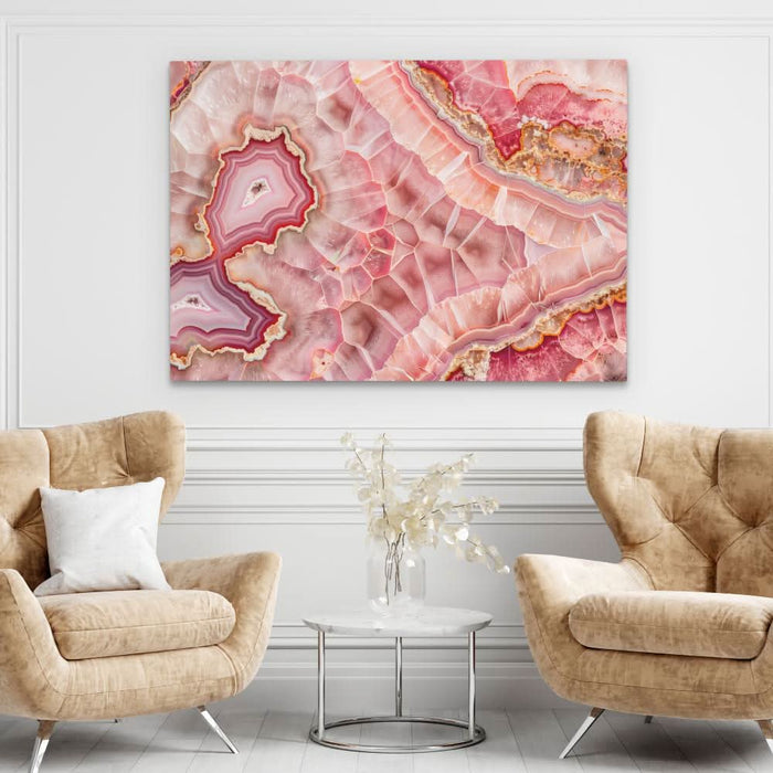 Pink Mineral Mosaic - Geode Wall Art in Black Frame