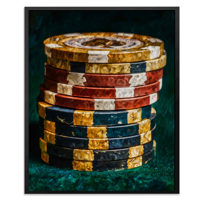Poker Chips Stacked canvas wall art
