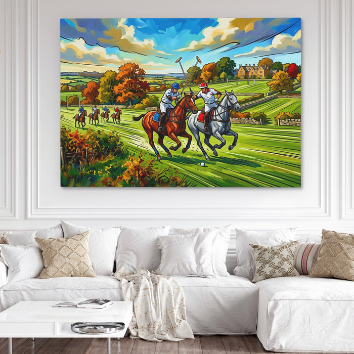 Polo Match Gallop canvas wall art, room view