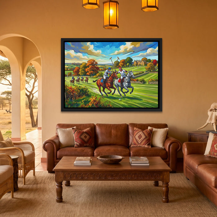 Polo Match Gallop canvas wall art, room view