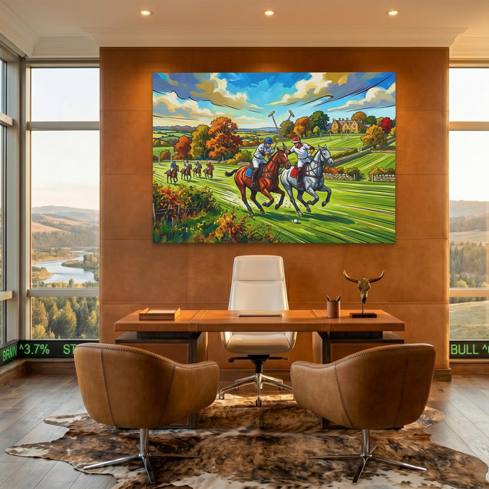 Polo Match Gallop canvas wall art, room view