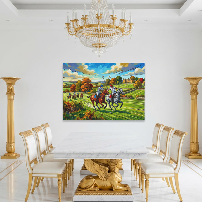 Polo Match Gallop canvas wall art, room view