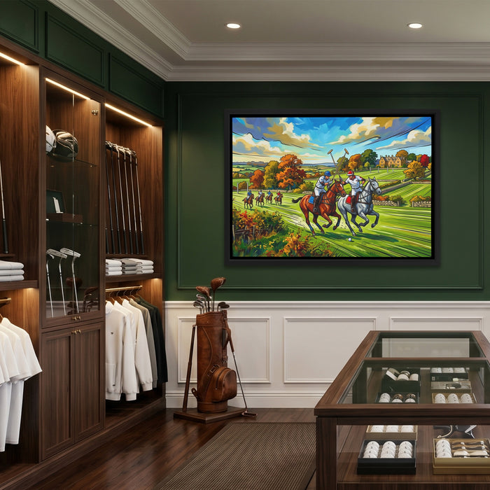 Polo Match Gallop canvas wall art, room view