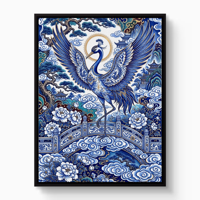 Porcelain Sky Crane - Luxury Wall Art