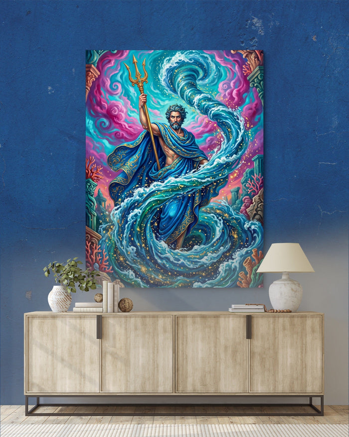 Poseidon's Azure Command - Luxury Wall Art