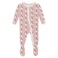 Print Classic Ruffle 2 Way Zip Footie - Baby Rose Tiny Snowman