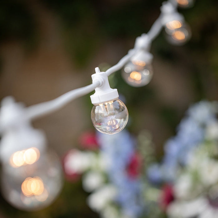 Pro Connect 20m 40 Warm White Connectable Festoon Lights Clear Cap White Cable
