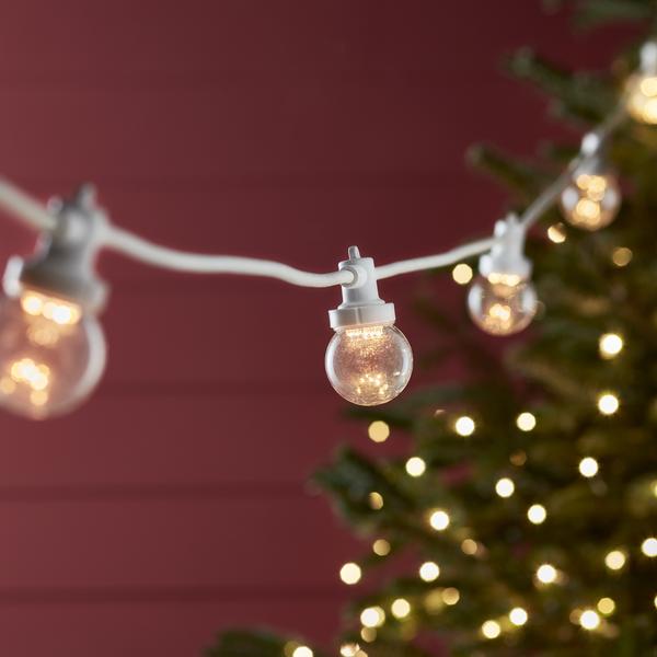 Pro Connect 20m 40 Warm White Connectable Festoon Lights Clear Cap White Cable