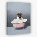 Pug In The Bath - Animals Canvas Wall Art