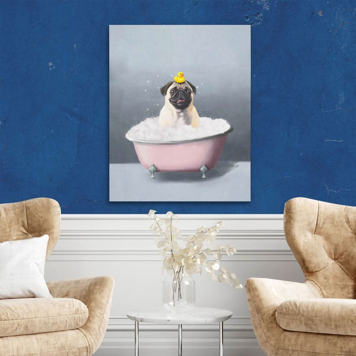 Pug In The Bath - Animals Art