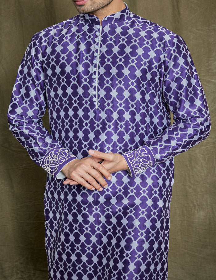 Purple Geometric Design Kurta