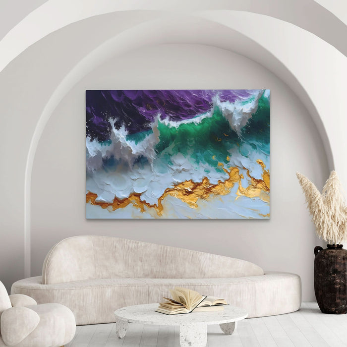 Purple Gold Waves - Luxury Wall Art
