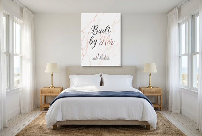 Quote Built By Her — quote built by her bedroom with windows 1port flush print