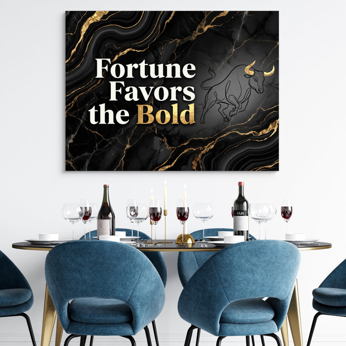 Quote Fortune Favors The Bold — quote fortune favors the bold sq dining room tables 1land flush print