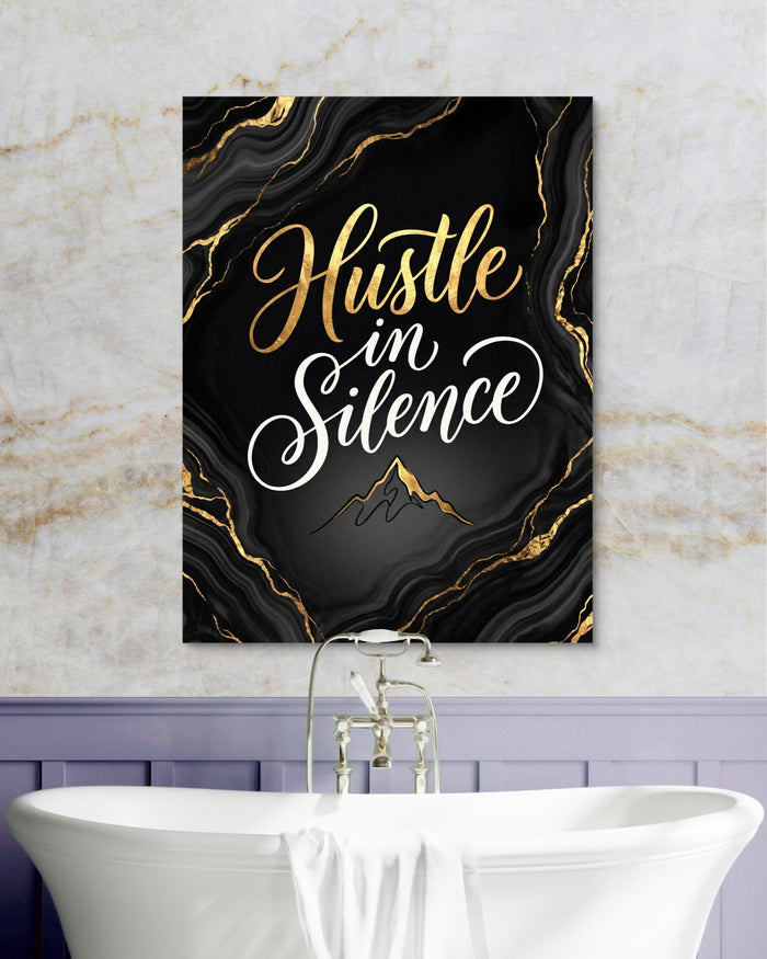 Quote Hustle In Silence — quote hustle in silence psd marble purple bath 1port flush print