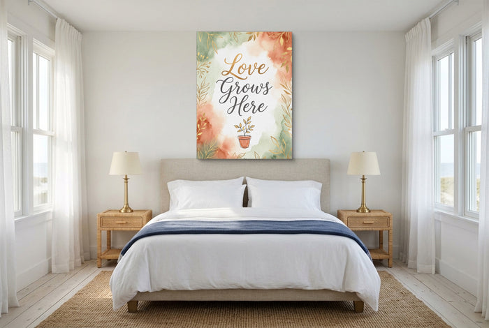 Quote Love Grows Here — quote love grows here bedroom with windows 1port flush print