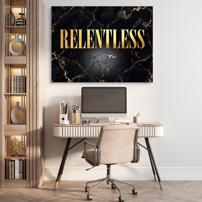 Quote Relentless — quote relentless sq beige office 1land flush print