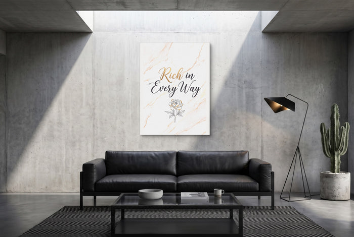 Quote Rich In Every Way — quote rich in every way modern minimalist living room 1port flush print