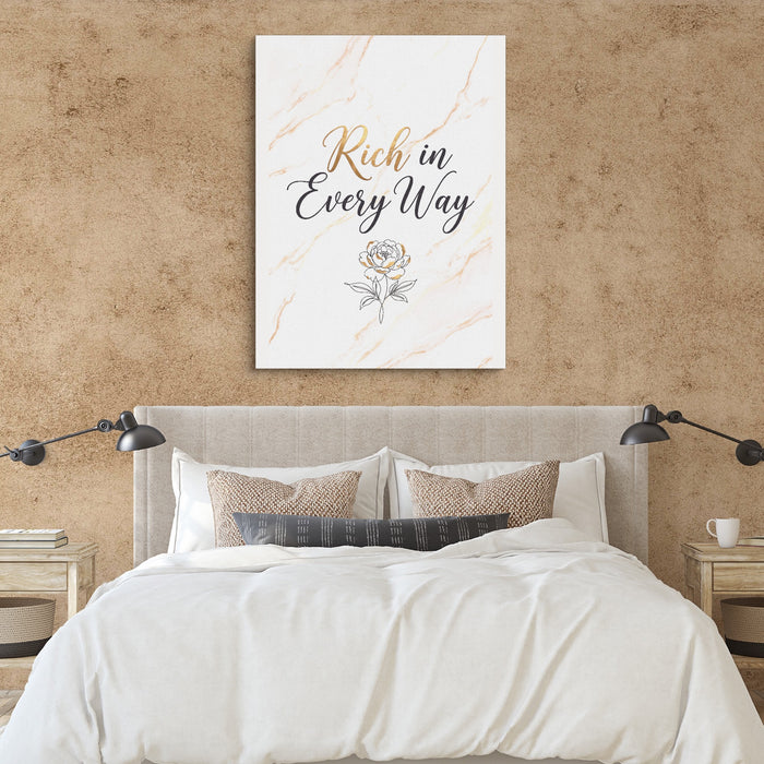 Quote Rich In Every Way — quote rich in every way sq clay paper bedroom 1port flush print