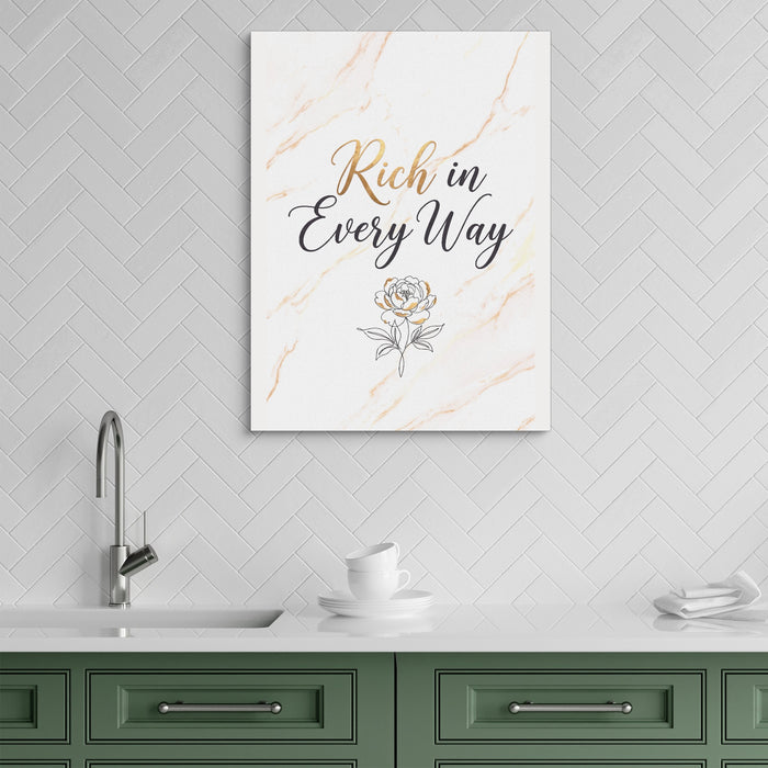 Quote Rich In Every Way — quote rich in every way sq green kitchen 1port flush print