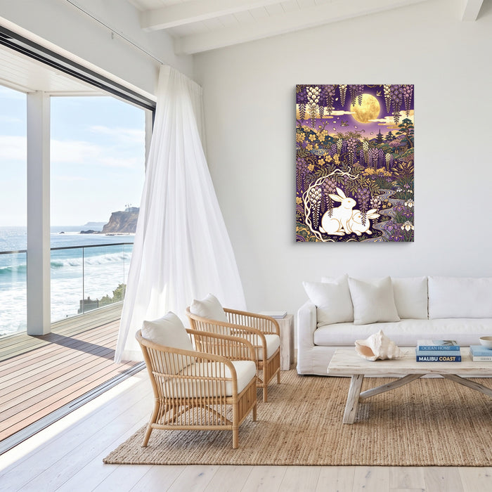 Rabbits Golden Night — rabbits golden night sq malibu beach 1port flush print