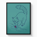 Raccoon Line Art — raccoon line art white studio framed black