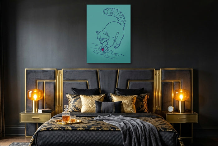 Raccoon Line Art — raccoon line art bedroom with window 2 1port flush print