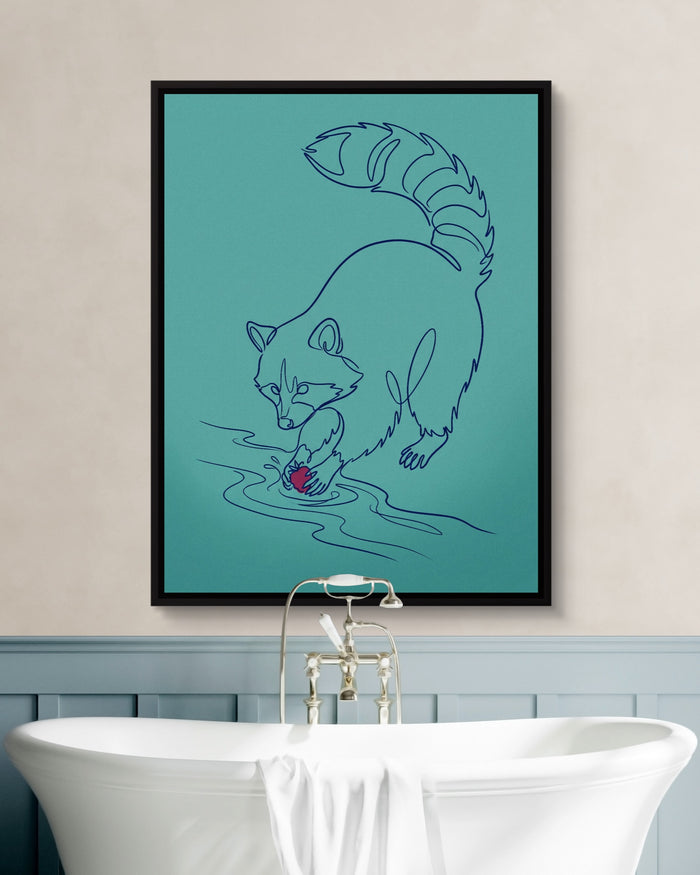 Raccoon Line Art — raccoon line art psd white wall green bath 1port framed black
