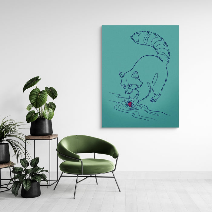 Raccoon Line Art — raccoon line art sq green chairs 1port flush print