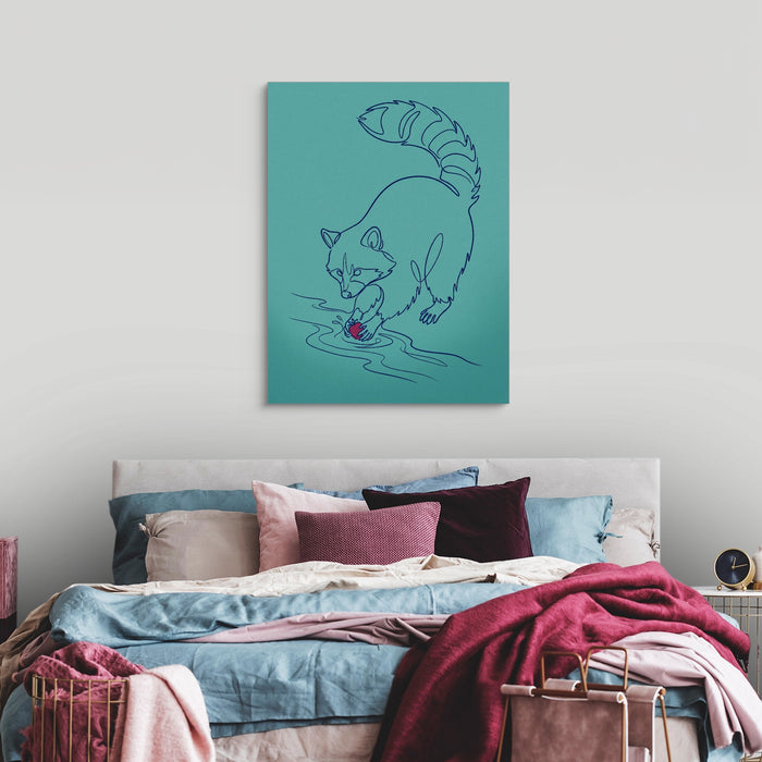 Raccoon Line Art — raccoon line art sq luxury bedroom 1port flush print