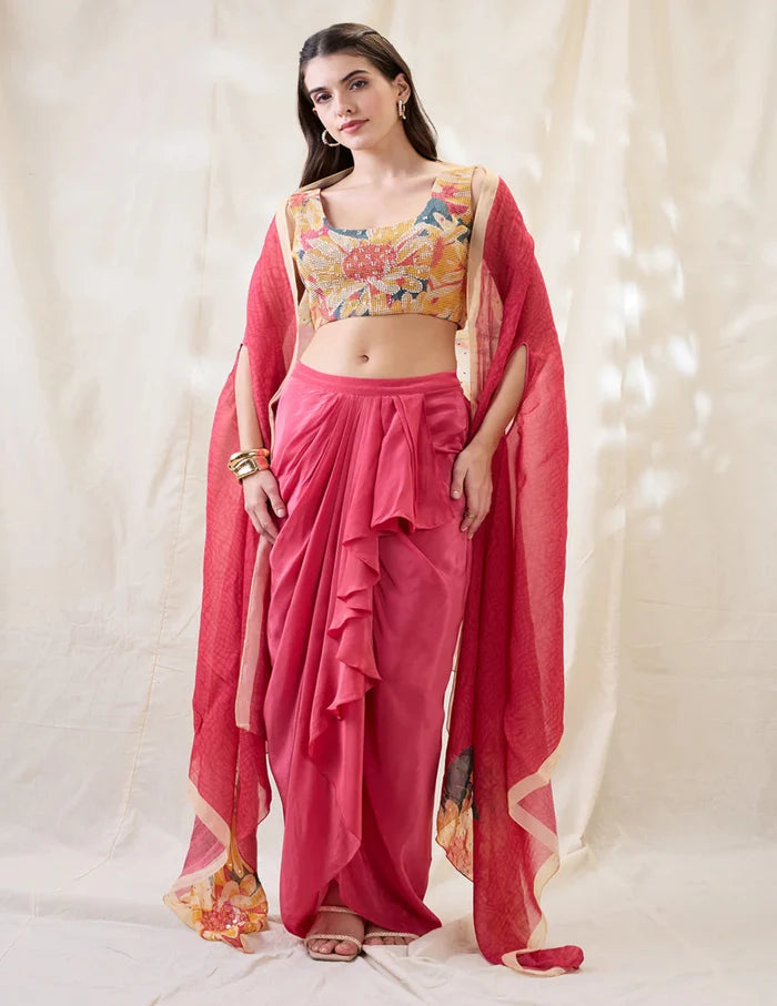 Ravya Drape Skirt Set