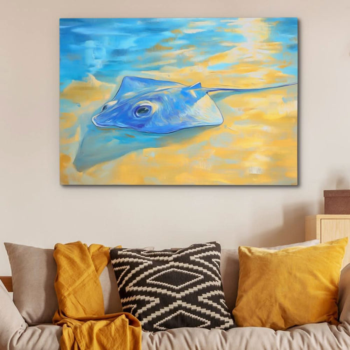 Ray of the Shallows - Coastal Wall Art in Black Frame