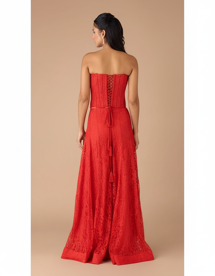 Red Chantilly Net Sharara Set