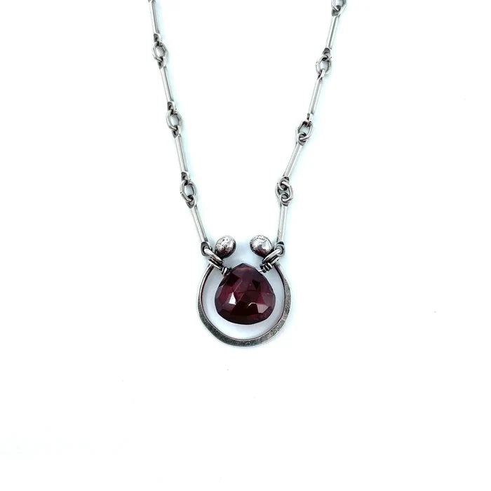 Red Garnet Horseshoe Necklace