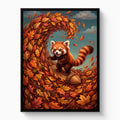 Red Panda Surfs Autumn - Luxury Wall Art