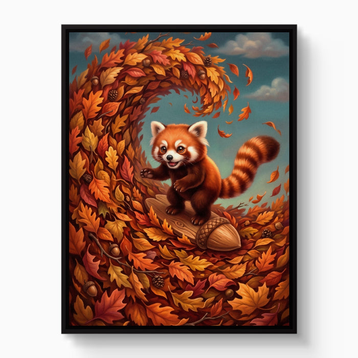 Red Panda Surfs Autumn - Luxury Wall Art