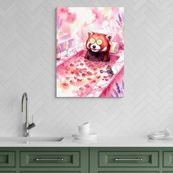 Red Panda's Spa Day - Luxury Wall Art