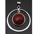 Red Turquoise Circle Sterling Silver Pendant
