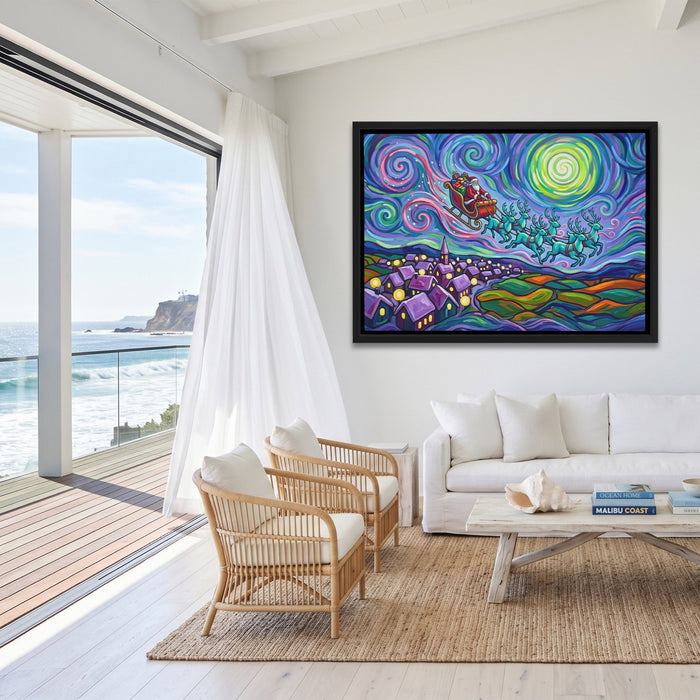 Reindeer Swirling Sky canvas wall art, room view