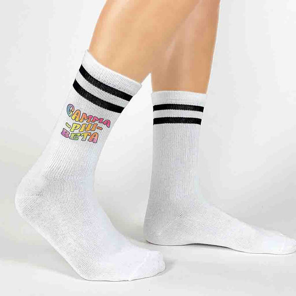 Retro Stripe Crew Socks- Gamma Phi Beta