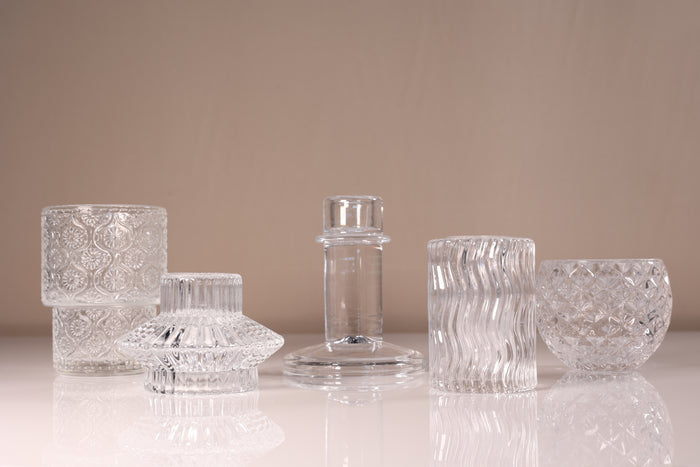 Reversable Crystal Candle Holder Clear
