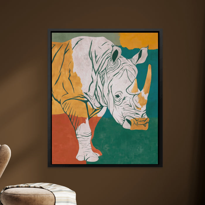 Rhino Color Field canvas wall art, room view